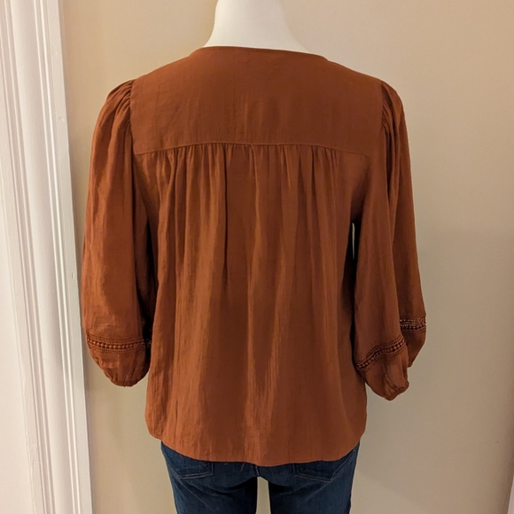 Nanette Lapore orange button down top size M - Picture 3 of 7